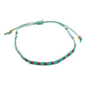 Aqua and Red cross beaded bracelet